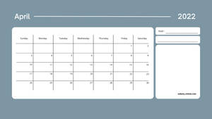 Basic Blue White April 2022 Calendar Wallpaper