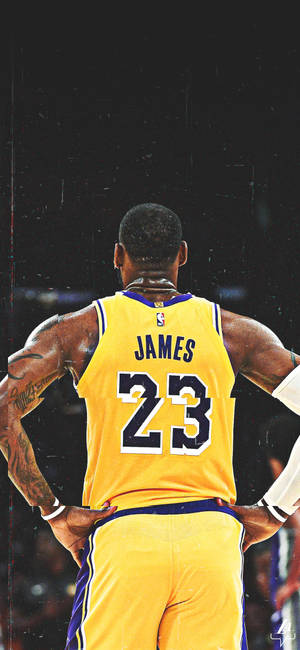 Basketball Icon Lebron James In Los Angeles Lakers Jersey Wallpaper