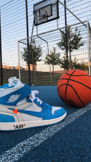 Basketball Iphone Blue Shoe And Ball Wallpaper
