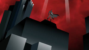 Batman Animated Rules The Red City Sky Desktop Wallpaper