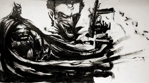 Batman Arkham Asylum With Joker Illustration Wallpaper