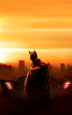 Batman In Sunset Phone Art Wallpaper