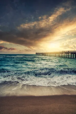 Beach At Sunset 4k Wallpaper