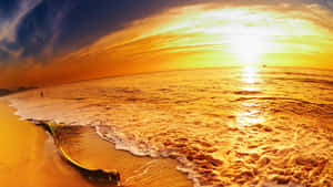 Beach Sunset Waves Hd Wallpaper