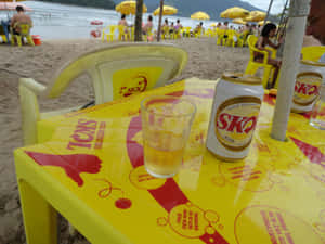 Beachside Skol Beer Relaxation Wallpaper