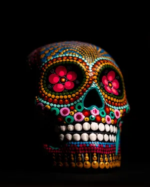 Beaded Skull Black Art Wallpaper