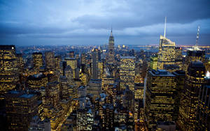 Beautiful Aerial Shot Of New York City From The Air. Wallpaper