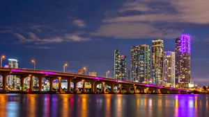 Beautiful Aerial View Of Miami Skyline Wallpaper