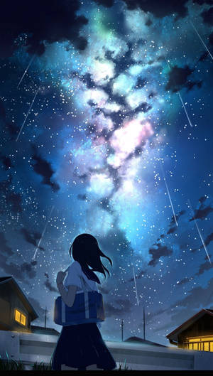 Beautiful Anime Galaxy Night Sky Wallpaper