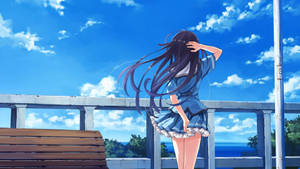 Beautiful Anime Girl Beach Scenery Wallpaper