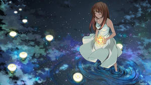 Beautiful Anime Girl In Lake Wallpaper
