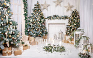Beautiful Christmas Theme In White Wallpaper