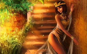 Beautiful Cleopatra Near Stairs Wallpaper