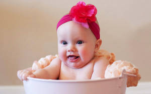 Beautiful Cute Baby In A Bucket Wallpaper