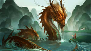 Beautiful Dragon On A Lake Wallpaper