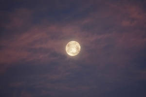 Beautiful Full Moon Cloudy Violet Sky Wallpaper
