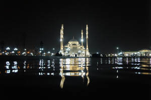 Beautiful Islamic Mosque At Night Wallpaper