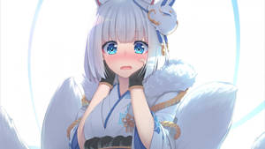 Beautiful Kitsune Girl Blushing Wallpaper