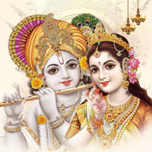 Beautiful Krishna And Radha Painting Wallpaper