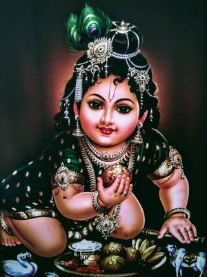 Beautiful Krishna Cute Artwork Wallpaper