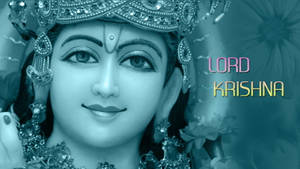 Beautiful Krishna Teal Aesthetic Wallpaper