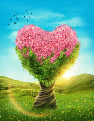 Beautiful Love Nature Pink Tree Wallpaper