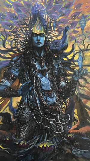 Beautiful Mahadev Rudra Avatar Painting Wallpaper