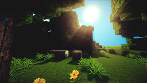 Beautiful Minecraft Forest With Sun Wallpaper