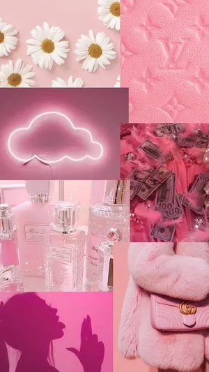 Beautiful Pink Collage Desktop Wallpaper
