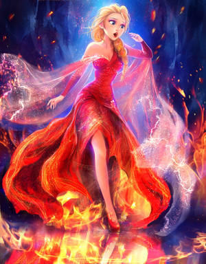 Beautiful Princess With Flaming Gown Wallpaper
