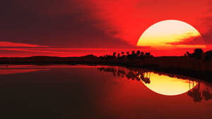 “beautiful Red Sunset On An Island” Wallpaper