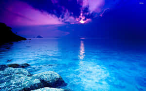 Beautiful Sea & Dark Purple Sky Wallpaper