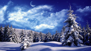 Beautiful Sky Over Winter Landscape Wallpaper