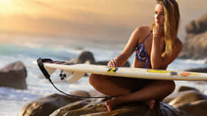 Beautiful Woman Surfboard Wallpaper