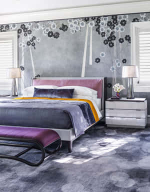 Bed Monochrome Wall Wallpaper