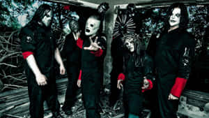 Beefy 9 Piece Metal Band, Slipknot, On Full Display In This Official Desktop Wallpaper Wallpaper