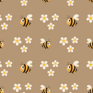 Bees Wandering Over Beige Background Wallpaper