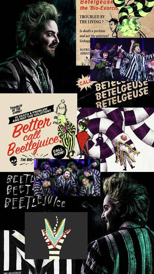 Beetlejuice Vintage Collage Wallpaper