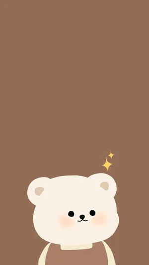 Beige Aesthetic Phone With White Bear Wallpaper