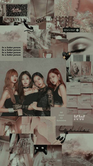 Beige Blackpink Aesthetic Collage Wallpaper