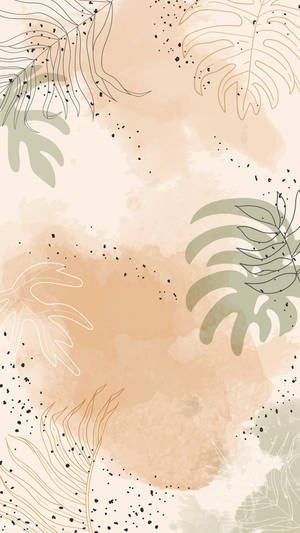 Beige Leaves Design Iphone Wallpaper