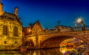 Belgium Bridge Lights Wallpaper