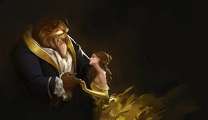 Belle And Beast Painting Wallpaper