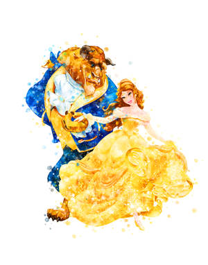 Belle And Beast Watercolor Wallpaper