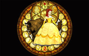 Belle In Stained Glass Wallpaper