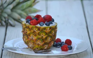 Berries On Pineapple Bowl Wallpaper