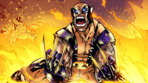 Berserk Wolverine In Flame Wallpaper