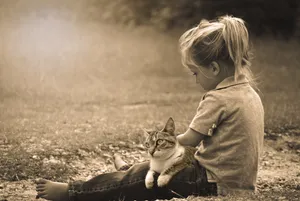Best Cat With Girl Wallpaper