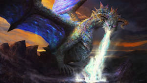 Best Colorful Dragon Throwing White Flames Wallpaper