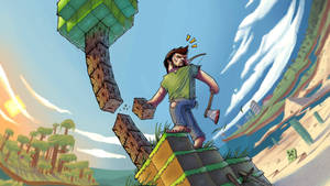 Best Minecraft Steve Cutting A Tree Wallpaper